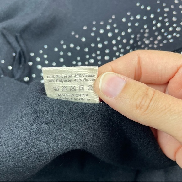 Pretty Persuasions Black Clear Diamond Rhinestone Fringe Scarf Wrap Classic - Picture 3 of 5